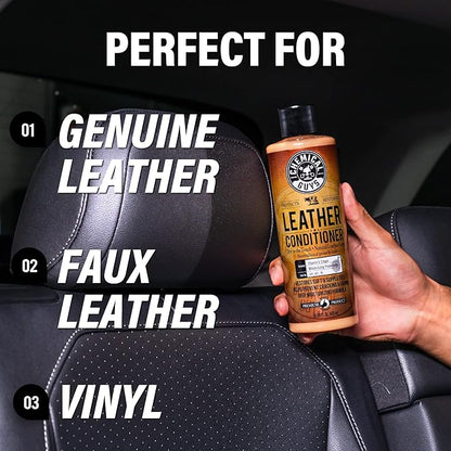Chemical Guys Leather Cleaner and Conditioner Kit - Car Cleaner and Conditioner, Safely Cleans & Conditions Leather Car Interiors, Furniture, Shoes, Boots, Bags, Apparel & More, 2 Bottles (16 oz Each)