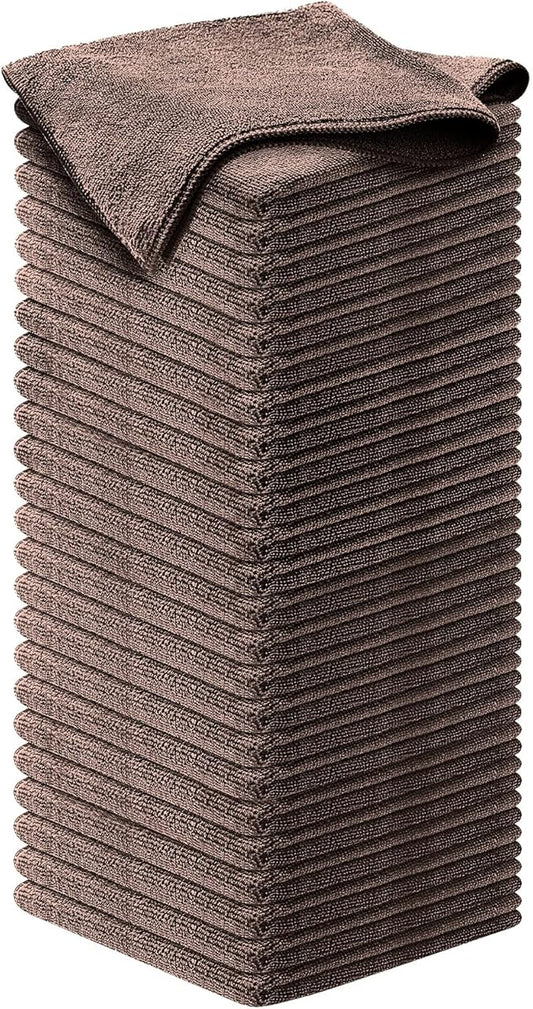 USANOOKS Microfiber Cleaning Cloth - 1200 Washes, Ultra Absorbent Towels Grip Root Weave Grime - 50pack - Brown