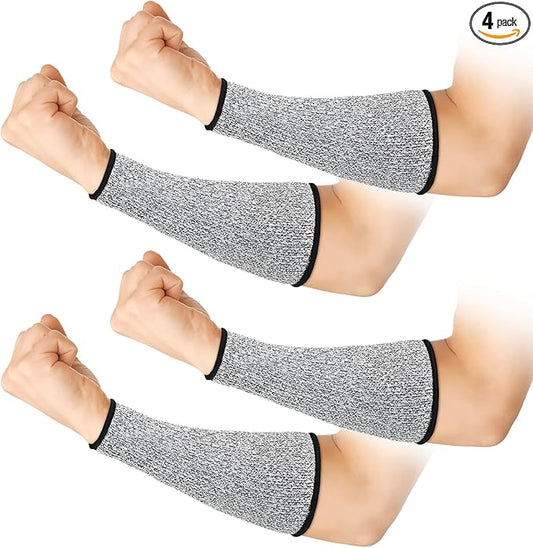 2 Pairs Cut Resistant Sleeve Arm Protection Level 5 Protection Safety Protective Sleeves Arm Protectors for Men Women(8.6 x 3.7 Inches,Gray)