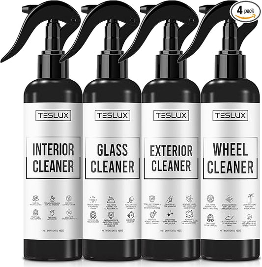 Complete Cleaning Kit for Tesla – Interior Cleaner, Exterior Cleaner, Glass Cleaner, Wheel Cleaner – All-in-One Detailing Solution for Tesla Model 3, Y, S, X
