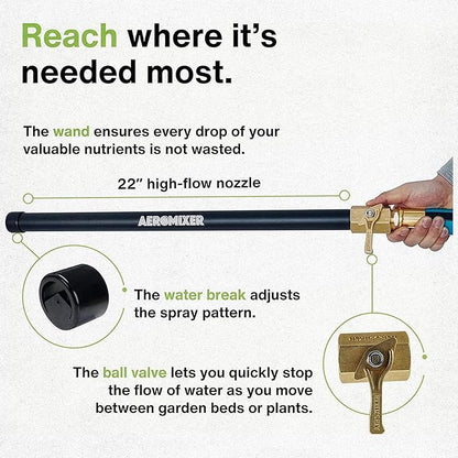 Aeromixer THE HOSE: All-In-One Watering Kit - Heavy Duty 1" 100 Ft Garden Hose, Kinkless Garden Hoses, Commercial Grade Water Hoses, 650 PSI High-Pressure Watering Tool for Farming and Gardening