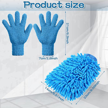 Potchen 6 Pcs Microfiber Dusting Mitt Gloves Microfiber Washable Dusting Gloves Car Wash Mitt for Leaf Cleaning Plant