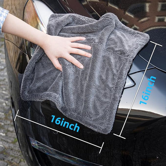 aokway Microfiber Car Drying Towel,Thickened and Absorbent Microfiber Towels, No Streaks Drying Towel car Detailing, Scratch-Free, No Water Spots- 16” x 16”（1 Pack）