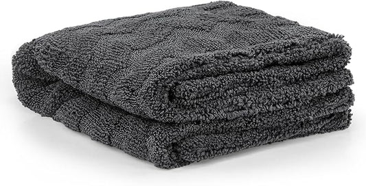 Greenfound Microfiber Towel for Cars, 1000GSM Car Drying Towel, Double Twist Pile & Edgeless Design, No Streaks, Scratches, or Water Spots, Soft and Absorbent, 18"×24", Wave Grey