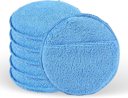 YAIOZHS 6PCS Wax Applicator Pads, 5" Microfiber Applicator Pad with Finger Pocket, Foam Buffing Pad for Car Detailing & Cleaning