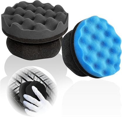 2 Pack Tire Shine Applicator Pad,Wave Pattern Tire Dressing Applicator Sponge, Car Cleaning Supplies After Car Wash Tire Cleaner,Reusable Foam Pad for All Tire Types & Interior Cleaning