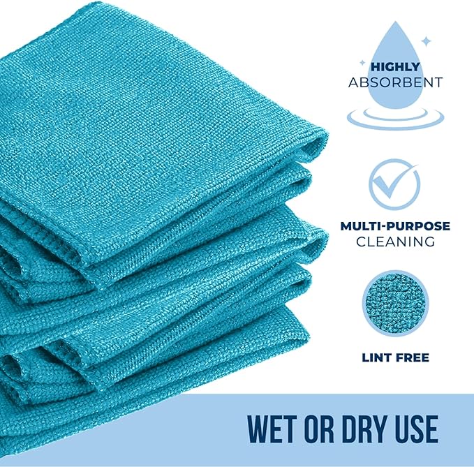 GREEN LIFESTYLE Chamois Cloth, Microfiber Cleaning Cloth 150 Pack, Borderless Towels Cleaning, Car Microfiber Towel, Drying Wash Towels (11.5" x 11.5", Multicolor)