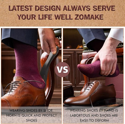 ZOMAKE Long Shoe Horn for Seniors Men,Metal Shoehorn Long handle for Boots, 22.8'' Shoe Spoon Helper