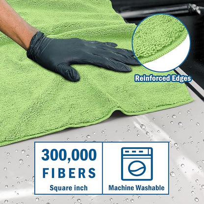HOMEXCEL Professional Large Microfiber Car Drying Towels 2 Pack-31" x 24", Lint Free, Scratch Free, Highly Absorbent Drying Towel for Cars, SUVs, RVs, Trucks, and Boats, Dark Green