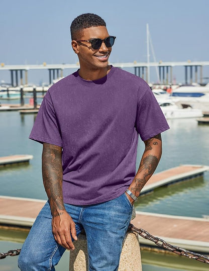 COOFANDY Men's Cotton T-Shirts Oversized Shirt Short Sleeves Streetwear Loose Fit Summer Tee Tops Washed Basic Unisex Shirts