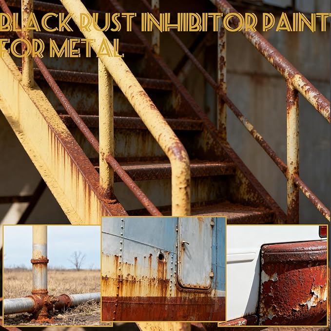 Qlonry 4-in-1 Upgraded Rust Converter & Metal Primer,0.52Gal/69.28Fl.oz Black Rust Inhibitor Paint for Metal, Heat Resistance & UV Resistant Automotive Water Based Rust Reformer Rust Paint