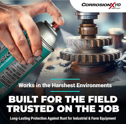 CorrosionX Heavy Duty Anti Rust Spray, Dripless Self-Healing Corrosion Inhibitor with Waterproof Barrier for Marine, Agricultural & Industrial Equipment, Case of Twelve 12oz Cans