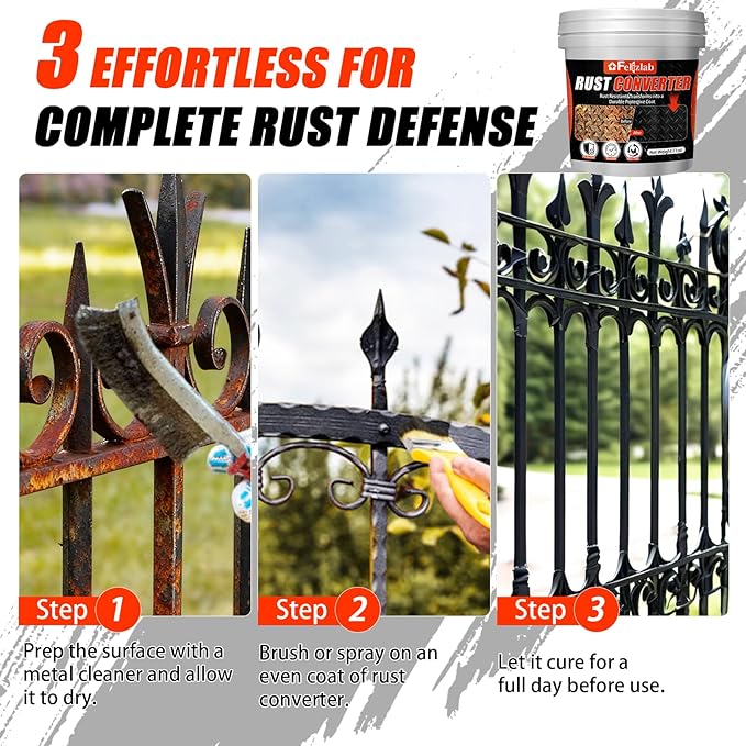 2-in-1 Rust Converter & Metal Primer, 71 Floz Black Rust Paint Inhibitor for Metal, Heat Resistance Car Rust Reformer, Long-Lasting Rust Encapsulator, Anti Rust Conversion Coating