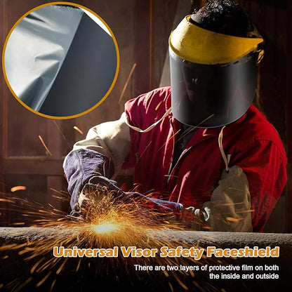 Feekoon 6 Pack Face Shield Replacement Lens, 15.5'' x 8'' Tinted Full Face Shield Compatible with Hobart 770580, Protective Safety Visor Replacement for Welding, Grinding, DIY, Cosplay Helmet