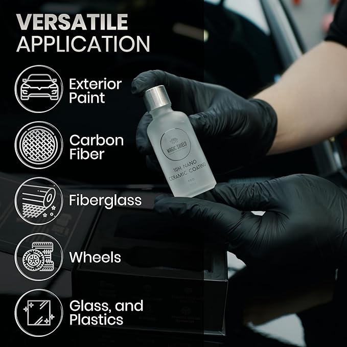Magic Shield Ceramic Coating PRO 10H - Self-Healing | Long lasting for 2 cars+ | Advanced SiO2 Protection | Easy Application | Candy-Like Gloss | Perfect for Cars, Motorcycles, RVs, and Boats (50ml)