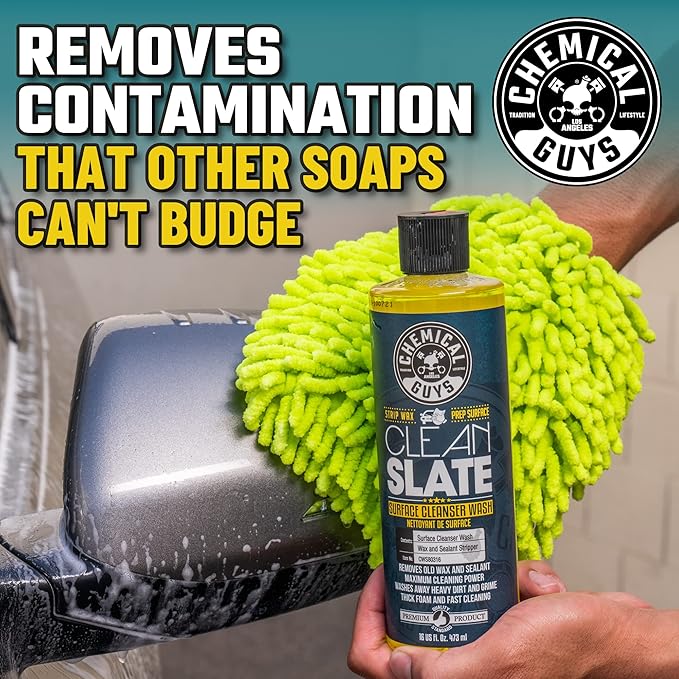 Chemical Guys CWS80316 Clean Slate Deep Surface Cleaning Car Wash Soap (Removes Old Car Waxes, Glazes & Sealants for Superior Surface Prep), 16 fl oz, Citrus Scent