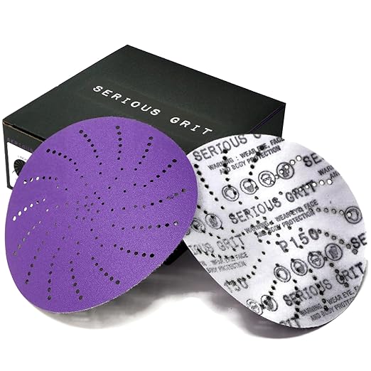Serious Grit 6-Inch 150 Grit Ceramic Multi-Hole Hook & Loop Sanding Discs - Advanced Grain for Fast Cutting & Long Life - Film-Backed Universal Fit Sandpaper for 6-in Sanders - 50 Pack Box