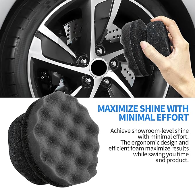 Tire Shine Applicator Pad,Wave Pattern Tire Dressing Applicator Sponge, Car Cleaning Supplies After Car Wash Tire Cleaner,Reusable Foam Pad for All Tire Types & Interior Cleaning