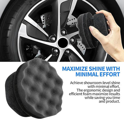 Tire Shine Applicator Pad,Wave Pattern Tire Dressing Applicator Sponge, Car Cleaning Supplies After Car Wash Tire Cleaner,Reusable Foam Pad for All Tire Types & Interior Cleaning