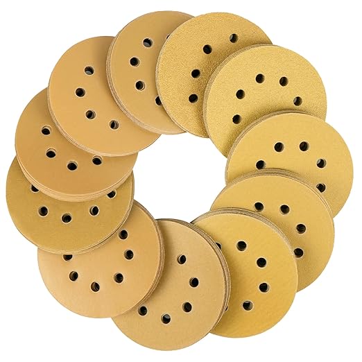 LotFancy 110 PCS 5 Inch 8 Hole Sanding Disc, 60 80 120 150 180 220 320 400 600 800 1000 Grit Aluminum Oxide Sandpaper Assortment, Sand Paper for Wood, Plastic, Rust Removal, Random Orbital Sander Pads