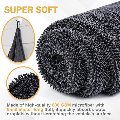 Navona 2-Pack Medium Size (23.6" x 15.7") Microfiber Towels, 600GSM Ultra Absorbent Car Drying Towels — Scratch-Free, Streak-Free, Lint-Free, Perfect for Cars, Shower Cabins, and Household Use