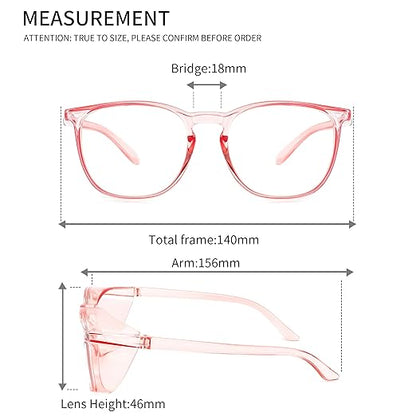 Alsenor Safety Glasses Anti Fog Goggles Protective Eyewear Blue Light Blocking Anti Dust UV Protection Glasses For Men Women (2 Pack (Pink + Clear))