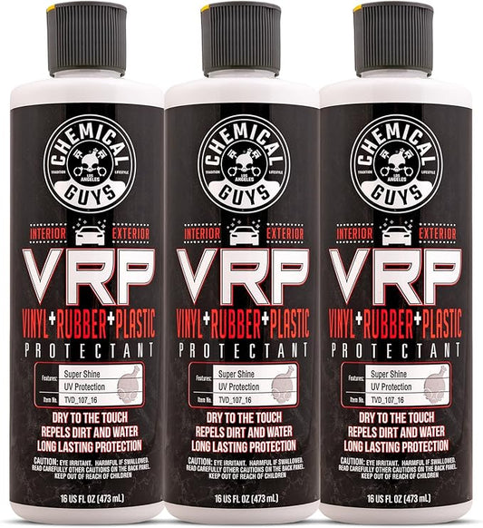 Chemical Guys VRP Vinyl, Rubber, and Plastic Dressing - Tire Dressing, Non-Greasy, Dry-to-the-Touch Shine for Tires, Trim, and More, Safe for Cars, Trucks, SUVs, RVs & More - 16 oz (Pack of 3)