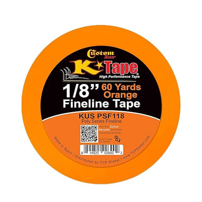Custom Shop 1/8" Fine Line Tape Fineline Masking Tape Polytape Orange 1/8" X 60 Yard Roll