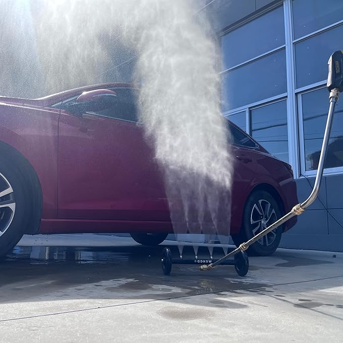 GDHXW Multipurpose Undercarriage Cleaner Surface Cleaner 16 Inch Underbody Car Wash Water Broom with 3 Pieces Extension Wand 5 Nozzle,for Pressure Washer