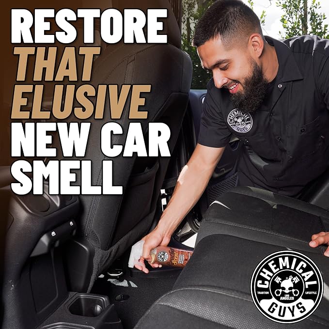 Chemical Guys Leather Scent Premium Air Freshener & Odor Eliminator – Car Air Freshener Leather Scent– Eliminates Odors and Refreshes Cars, Trucks, SUVs and RVs, 16 oz