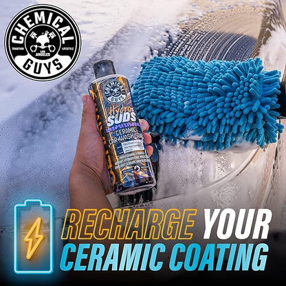 Chemical Guys HydroSuds Ceramic SiO2 Shine High Foaming Car Wash Soap (Works with Foam Cannons, Foam Guns or Bucket Washes) for Cars, Trucks, Motorcycles, RVs & More, 32 fl oz, Berry Scent - CWS21232