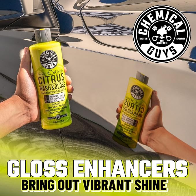 Chemical Guys Citrus Wash & Gloss Foaming Car Wash Soap - High Suds Formula Foam Cannon Soap for Foam Blasters, or Bucket Washes - Safe on Paint, Clear Coat, and Wax, Citrus Scent - 64 oz
