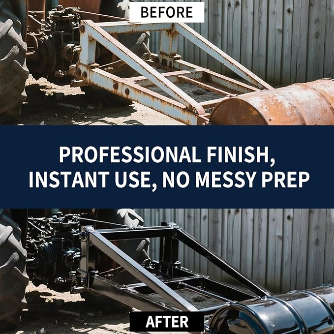 2-in-1 Rust Converter & Metal Primer - Stops Rust, Rust Inhibitor Paint for Metal, Long-Lasting Automotive Rust Reformer & Seal, Heat Resistance Protector for Trailer & More(35 OZ)