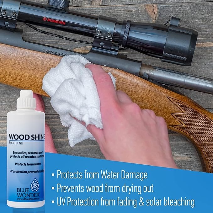 Blue Wonder Wood Shine, Shotgun and Gun Wood Cleaner, Beautifies, Restores and Protects All Wooden Surfaces, Provides Protection for Stocks, Fore-Ends, Grips Handguards and More (2-4 Oz Tubes)