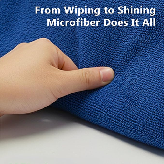 Microfiber Cleaning Towels, Pack of 24, Ultra Soft Plush Washcloth, All Purpose Premium Microfiber Detailing Cleaning Cloths Shop Towels(16" x 16", Navy Blue)