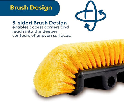 SCRUBIT 12" Car Wash Brush with Soft Bristles for Car Truck Boat Deck & House Cleaning, Exterior Washing Brush Connects with Pole & Hose Storage Bag Included (Yellow)