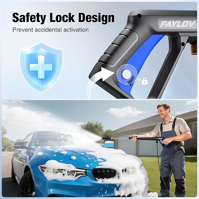 Pressure Washer, True High Power Washer with GFCI Safety Plug & No-Bend 360° Nozzle, Complete with Foam Cannon & 4 Nozzles for Car, Patio