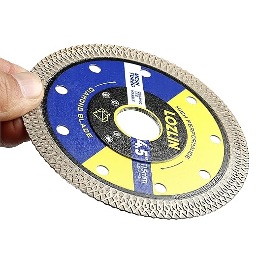 LOZLIN 3-Pack 4.5" Diamond Multi-Purpose Saw Blades - Heavy Duty Angle Grinder Discs for Cutting Marble/Quartz/Stone/Tile/Metal/Plastic (Black Rippled, 3)