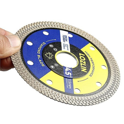 LOZLIN 3-Pack 4.5" Diamond Multi-Purpose Saw Blades - Heavy Duty Angle Grinder Discs for Cutting Marble/Quartz/Stone/Tile/Metal/Plastic (Black Rippled, 3)