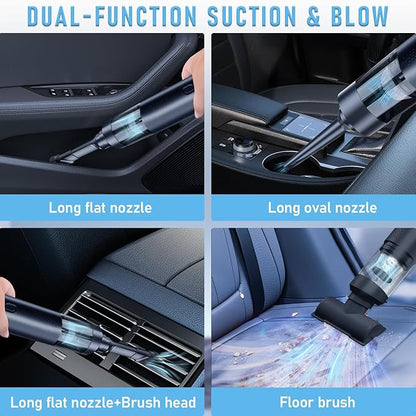 Enkarsen Cordless Car Vacuum,4-in-1 Portable Mini Handheld Vac,2 Suction Modes,16kpa Suction Power Blowing & Inflating 2 Modes,Vacuum for Car,Home,Pet Hair,Office, Desk,Keyboards (Black)