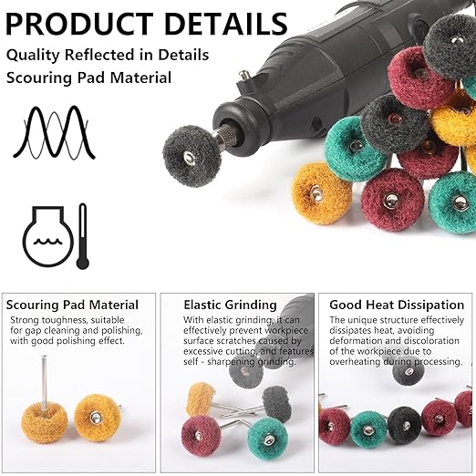 40 PCS Double-Layer Buffing Pads, Multi-Grit Abrasive Wheels (80/150/240/400) for Dremel & Drill | Yellow, Green, Red, Black Polishing Discs Kit