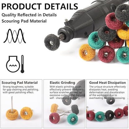 40 PCS Double-Layer Buffing Pads, Multi-Grit Abrasive Wheels (80/150/240/400) for Dremel & Drill | Yellow, Green, Red, Black Polishing Discs Kit