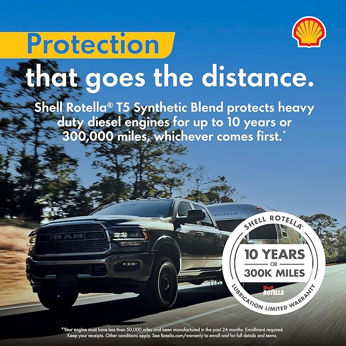 Shell Rotella T5 Synthetic Blend 10W-30 Motor Oil, 1 Gallon (3 Pack)