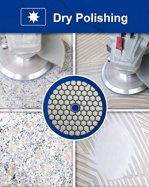 SHDIATOOL 7Pcs 4 Inch Dry Diamond Polishing Pads White Buff for Granite Marble Stone Countertops Grinding Disc Pads