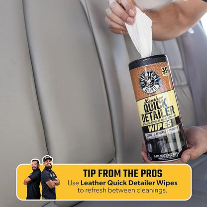 Chemical Guys Leather Cleaner and Conditioner Detailing Kit - Leather Care Kit For Natural, Synthetic, Faux, Pleather, and More for Car Interiors, Apparel, Furniture, Boots & Accessories - 9 Items