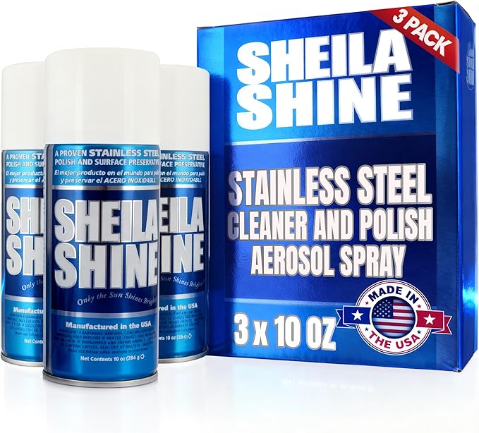 Sheila Shine 3 x 10oz Stainless Steel Cleaner and Polish - Removes Grease, Fingerprint & Watermark - Kitchen Appliances, Refrigerators, Sinks, Ovens & Grills - Stainless Steel Cleaning Spray