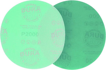 Dura-Gold Premium 2000 Grit 6" Gold Sandpaper Discs, No Hole Pattern Dustless, Box of 50, Hook & Loop Backing for DA Sander, Finishing Coarse Sanding Abrasive Automotive Paint, Woodworking Wood, Metal