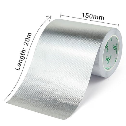 BOMEI PACK Adhesive Aluminum Foil Heat Shield Tape Barrier, Fiberglass Thermal Insulation Reflective Material High Temp Protection (6in*66ft)