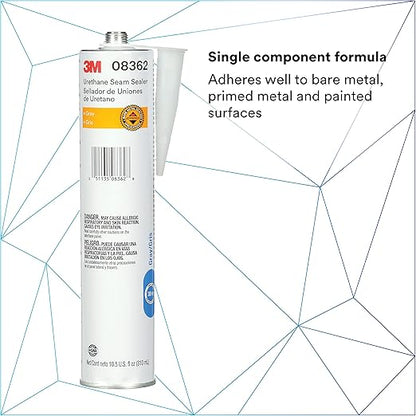 3M Urethane Seam Sealer, 08362, Gray Color, High Solids, Permanently Flexible, 310 mL/10.5 fl oz Cartridge