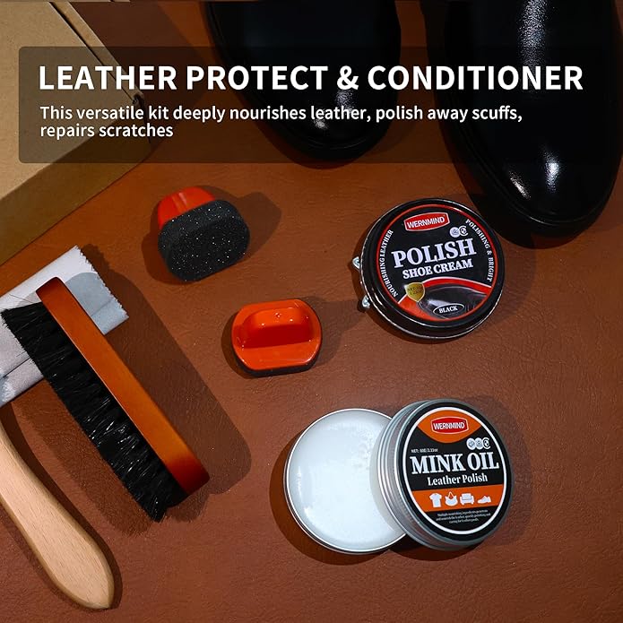 WERNMIND Mink Oil White Saddle Soap Leather Cleaning Boots Shoe Cleaner Leather Conditioner Boot Cace Kit